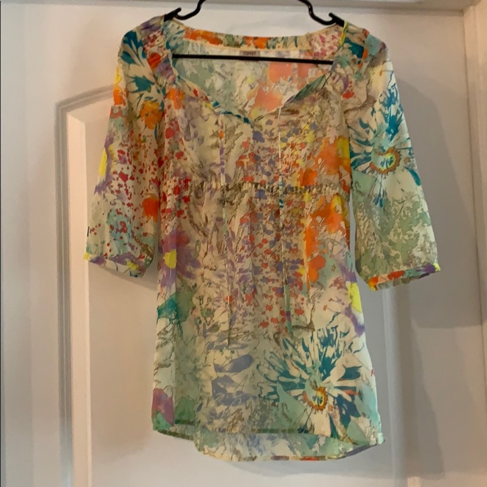 Esprit Watercolor Print Blouse Size 2